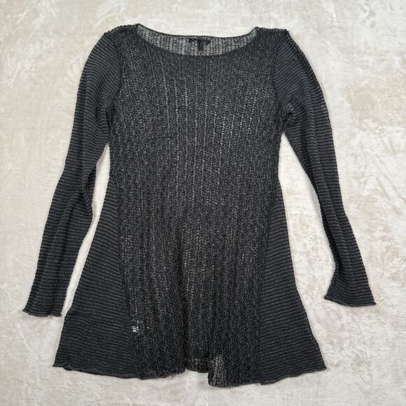Eileen Fisher Womens Long Sleeve Open Knit Metallic Tunic Sweater Size Small - Picture 4 of 7